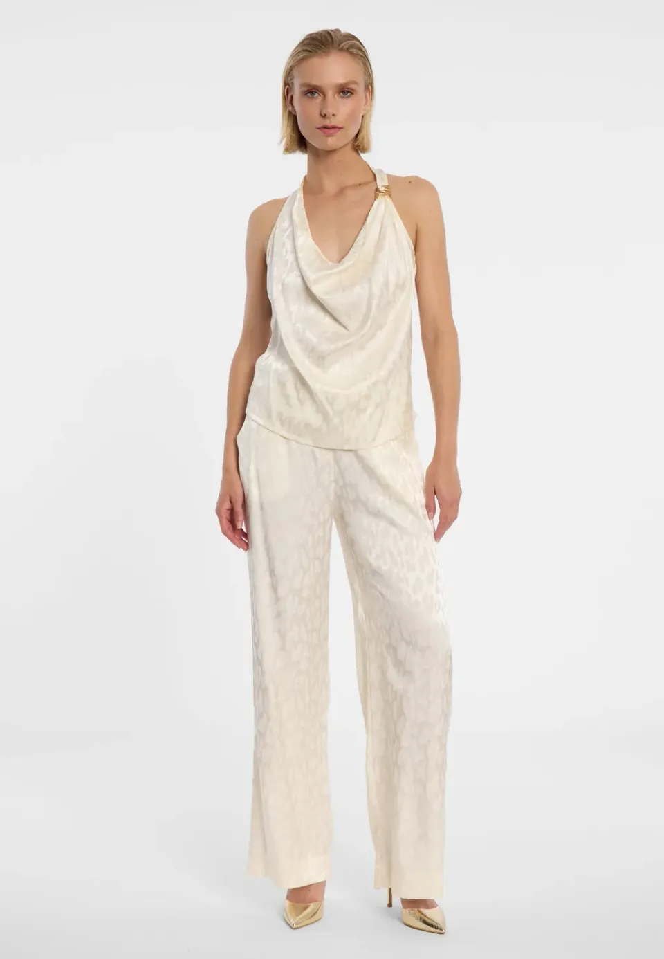 Ana Alcazar Dreya top raso bianco collo a cappuccio
