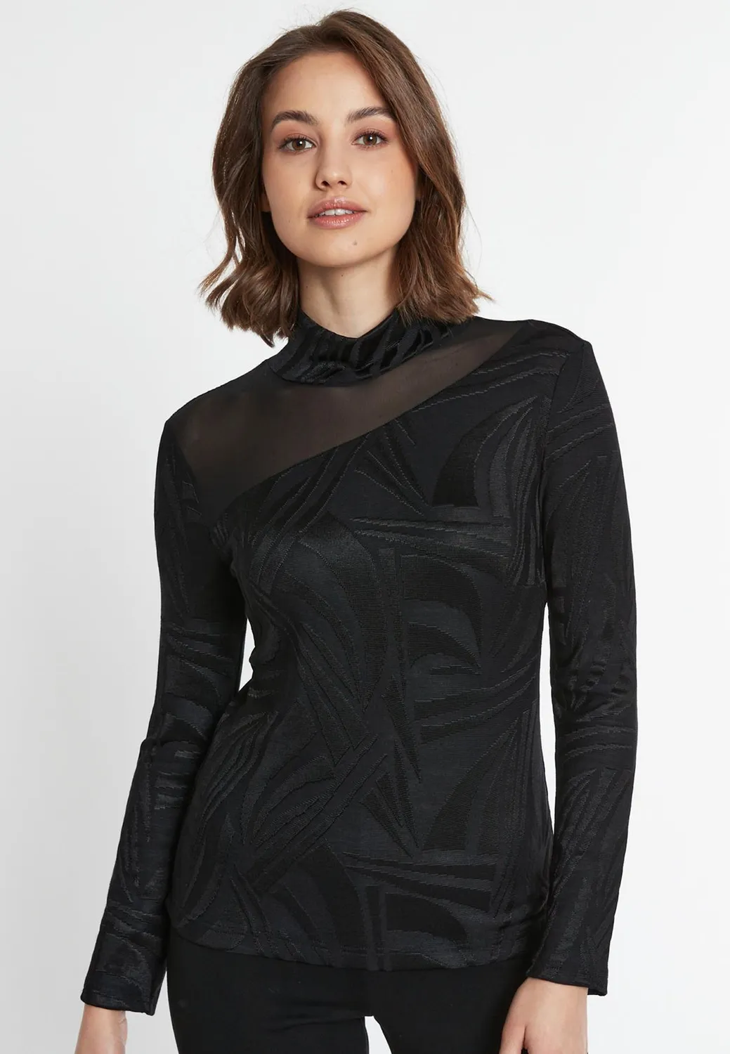 Ana Alcazar Sonera top nero maniche lunghe pizzo
