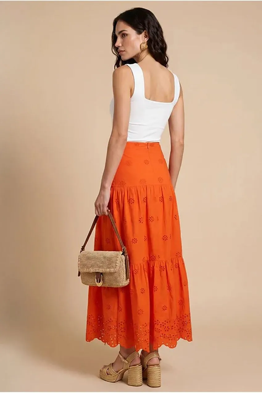 Urban Bliss Broderie gonna maxi arancione traforata