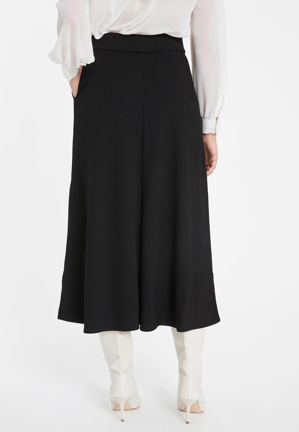 Ana Alcazar Sitana gonna midi nera jersey tasche