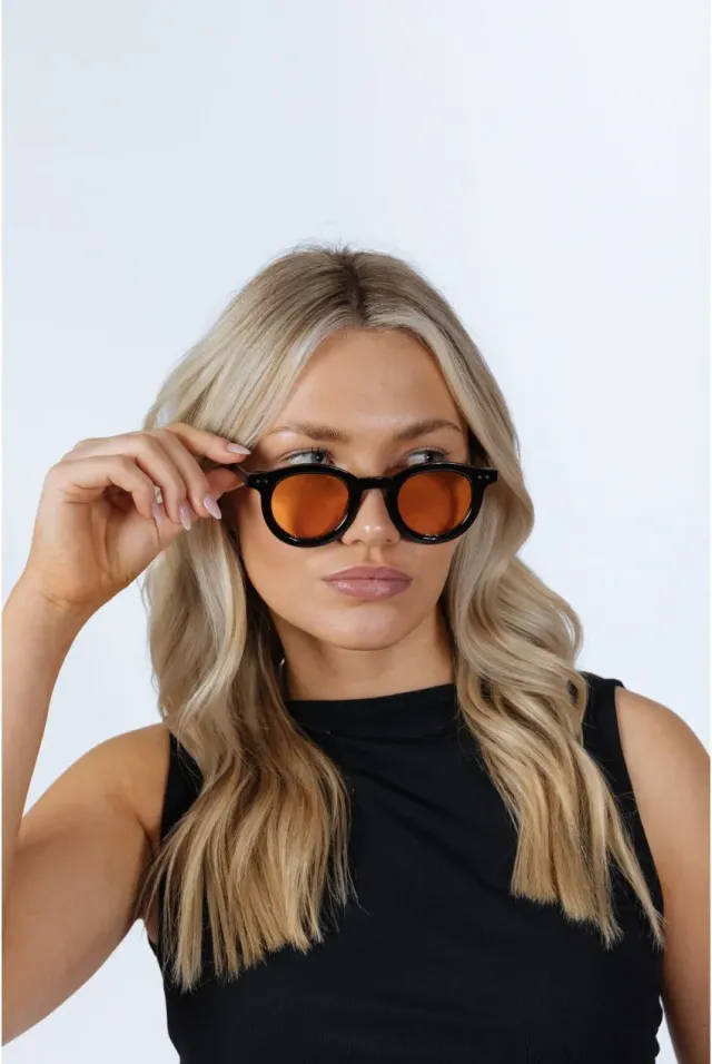 SVNX Bold Rounded occhiali da sole nero arancione UV400