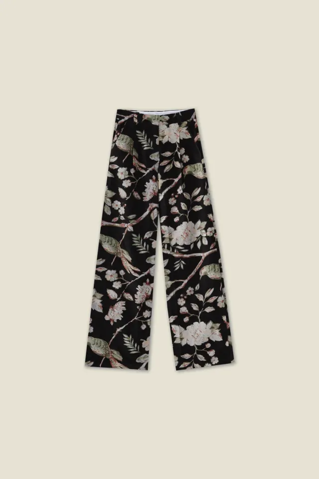 Dahlia Hilda pantaloni velluto cotone vita alta