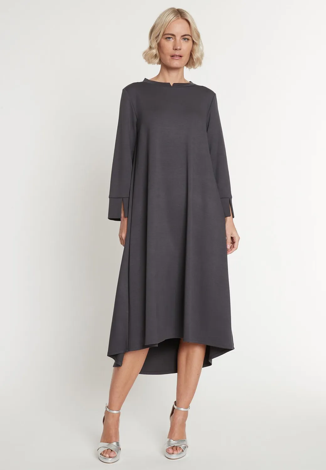 Ana Alcazar Melby abito jersey midi grigio