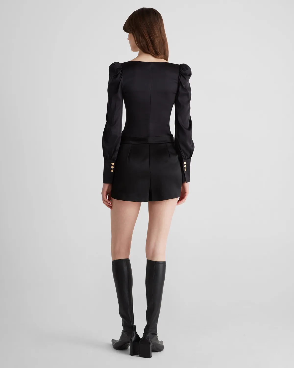 Violante Nessi Pasolini shorts neri cady satin pieghe