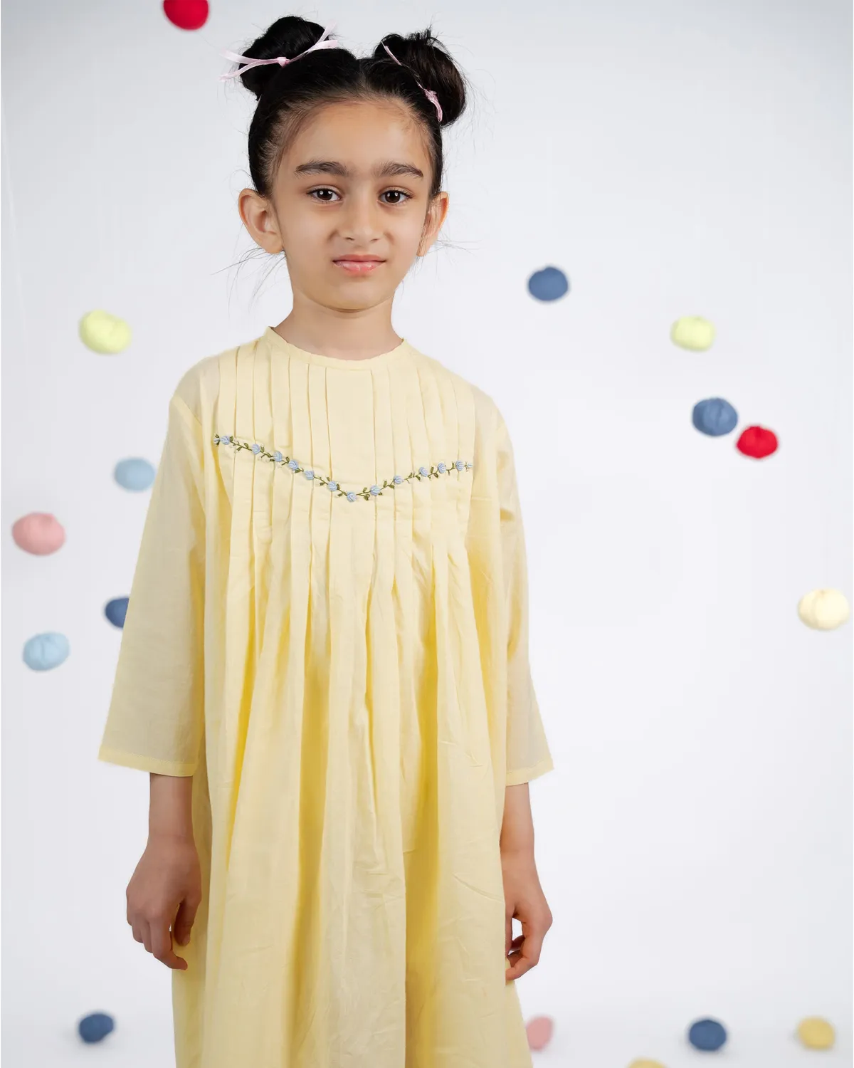 Our Dve Sunny abito bimba giallo cotone