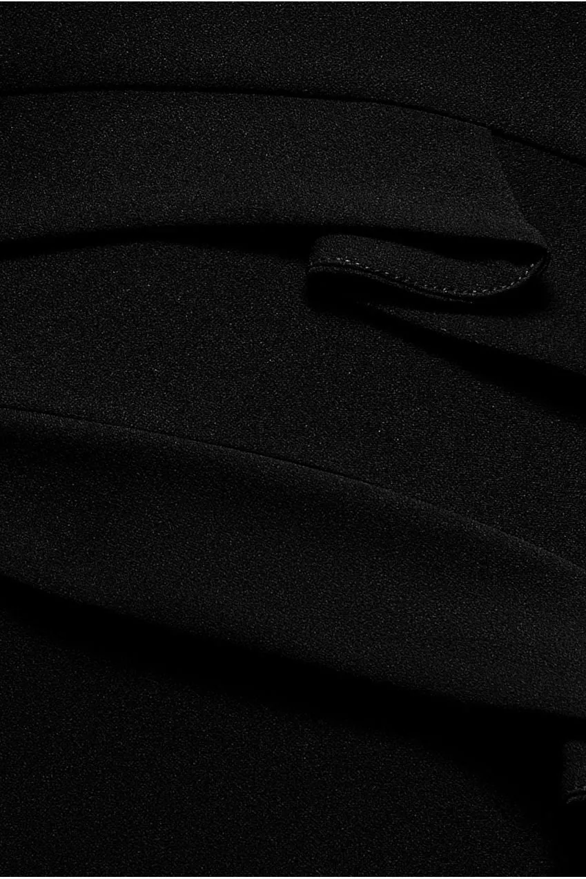 Goddiva Scuba Crepe Side Neck abito midi nero 10 bodycon