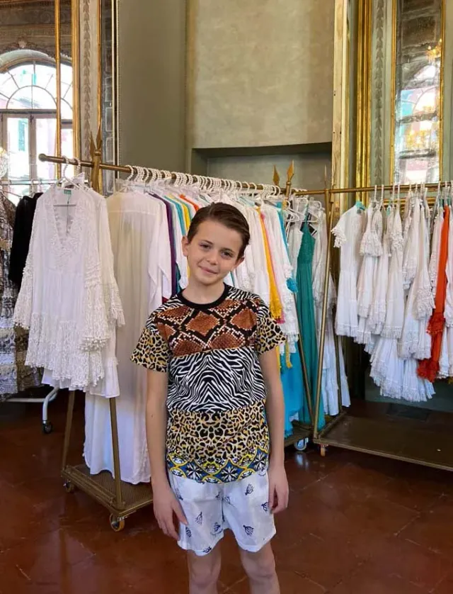 Antica Sartoria CT012 t-shirt marrone animalier