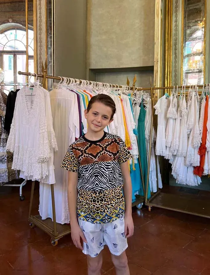 Antica Sartoria CT012 t-shirt marrone animalier