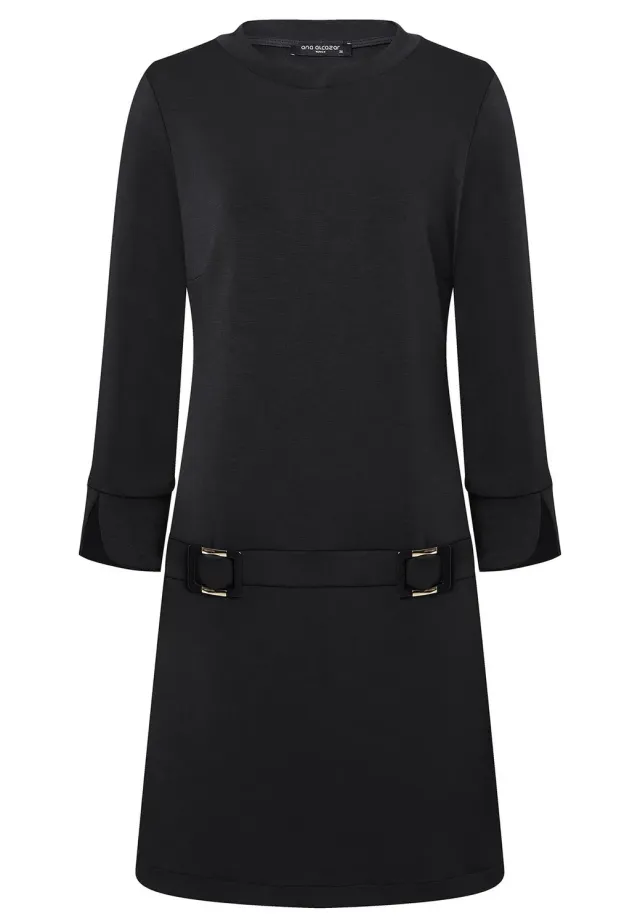 Ana Alcazar Seala abito jersey nero stile sixties