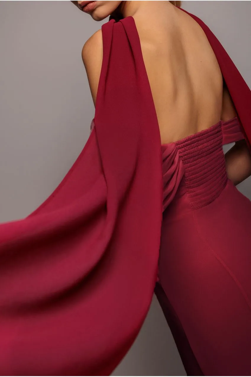 Goddiva Chiffon sciarpa bordeaux damigella cerimonia
