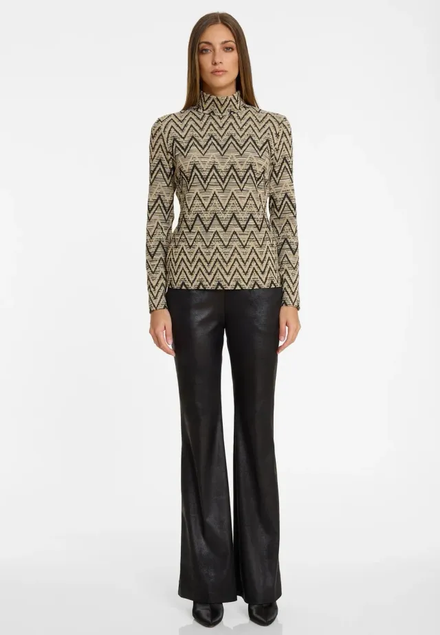 Ana Alcazar Ashila maglia zigzag beige nero