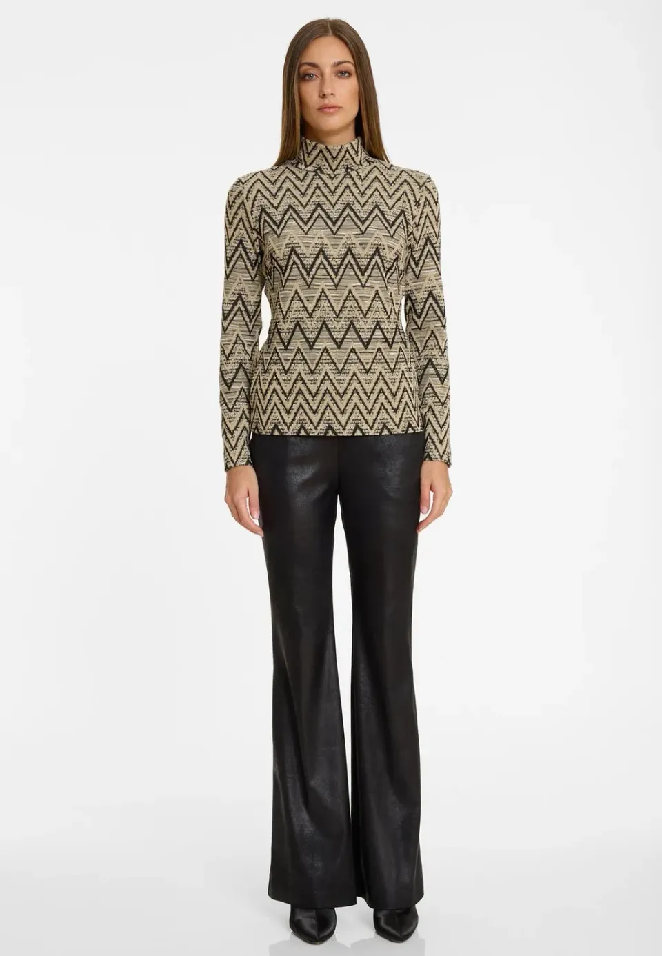 Ana Alcazar Ashila maglia zigzag beige nero