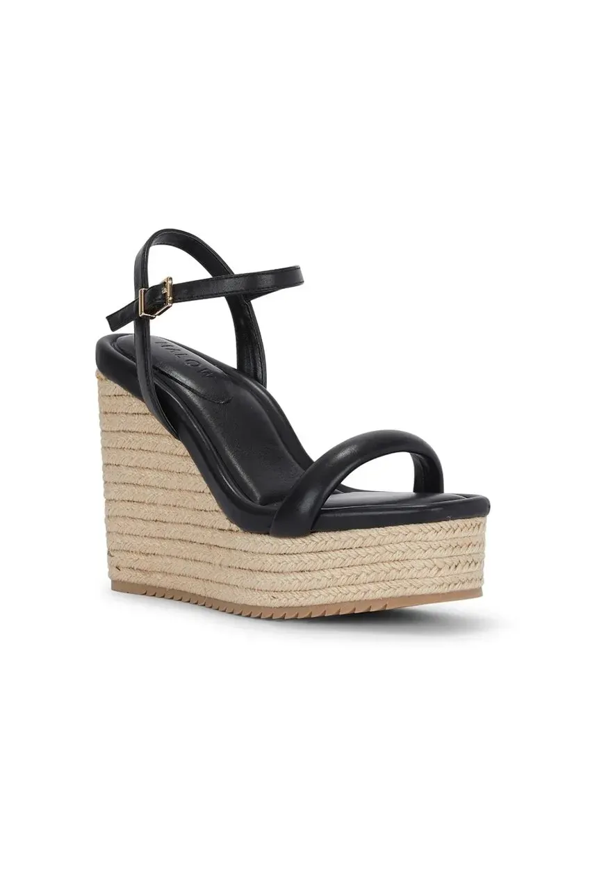Malow London Jenna sandali zeppa neri tacco 11,5 cm