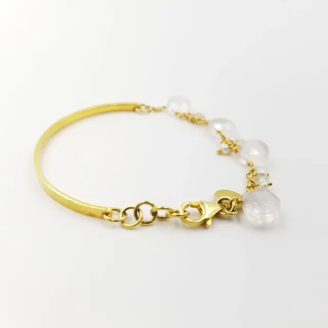 Our Dve Rose Quartz Pearl Bracelet-Band bracciale quarzo rosa oro