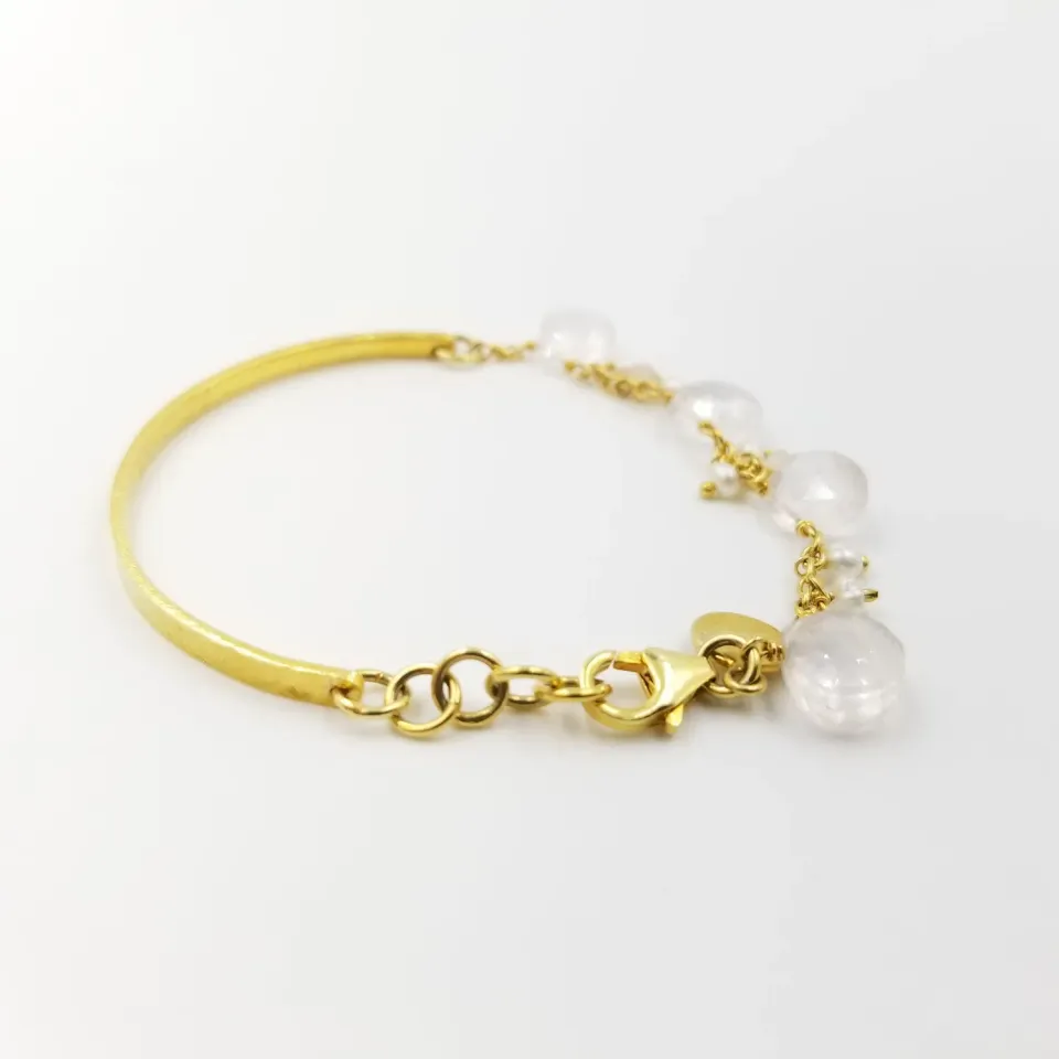 Our Dve Rose Quartz Pearl Bracelet-Band bracciale quarzo rosa oro