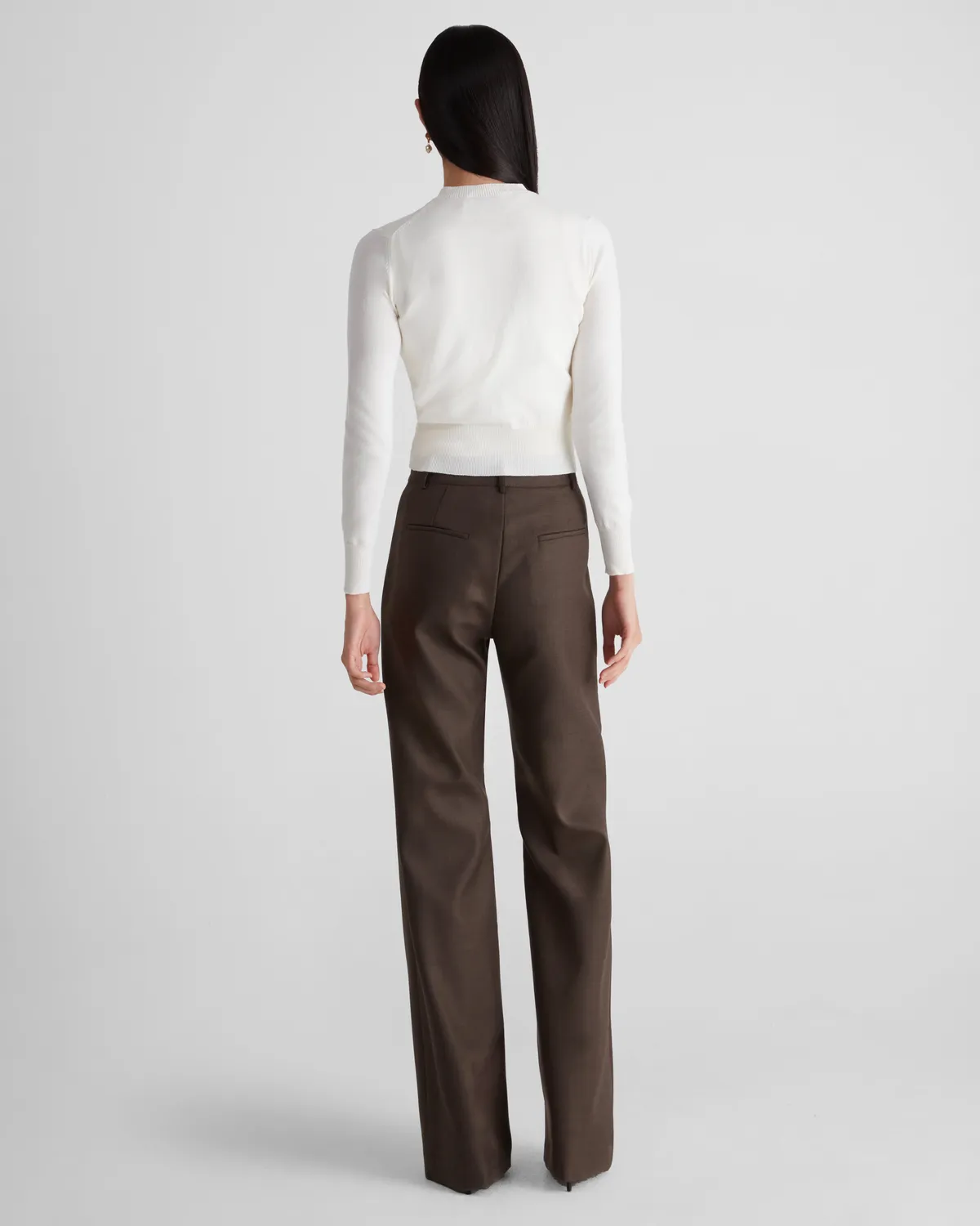 Violante Nessi Francis pantaloni marroni crêpe lana