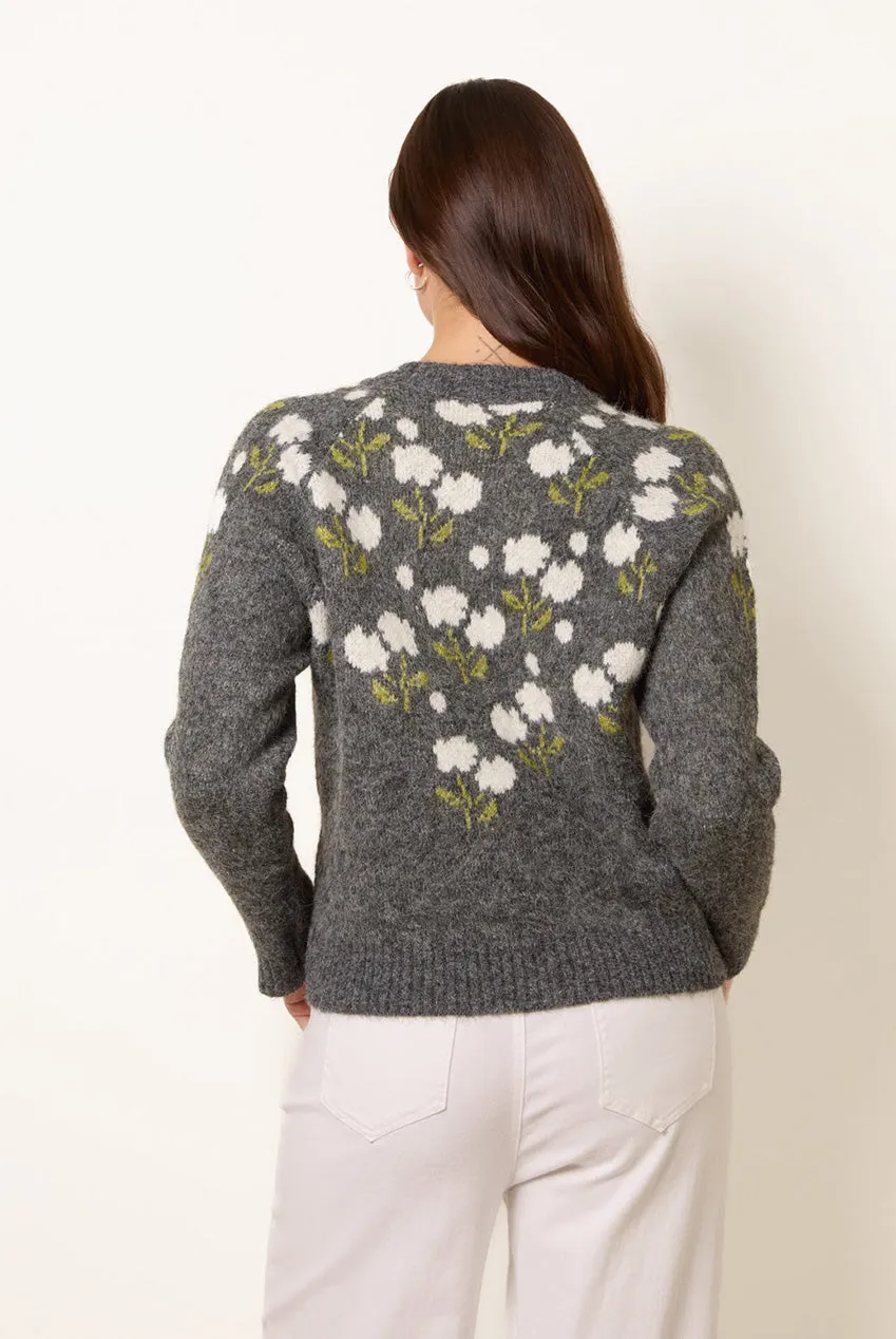 Blue Vanilla Floral Knit cardigan grigio scuro fiori