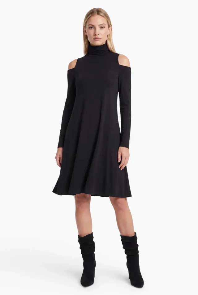Ana Alcazar Sipa abito jersey nero scollo alto