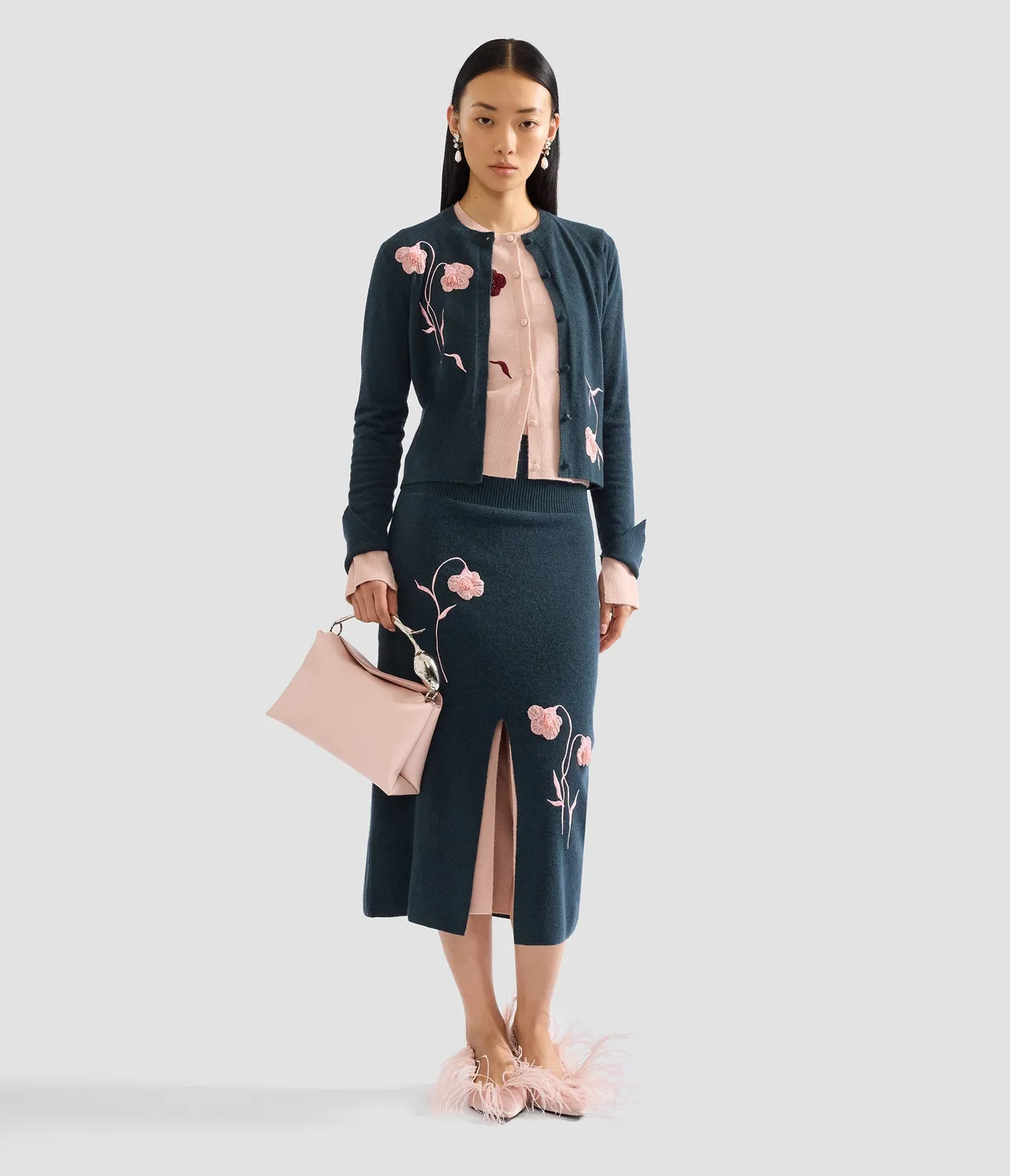 Erdem Embroidered Fitted cardigan ricamato cashmere