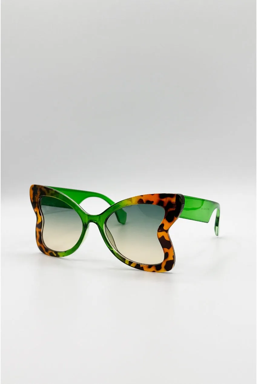 SVNX occhiali da sole farfalla verde leopardato