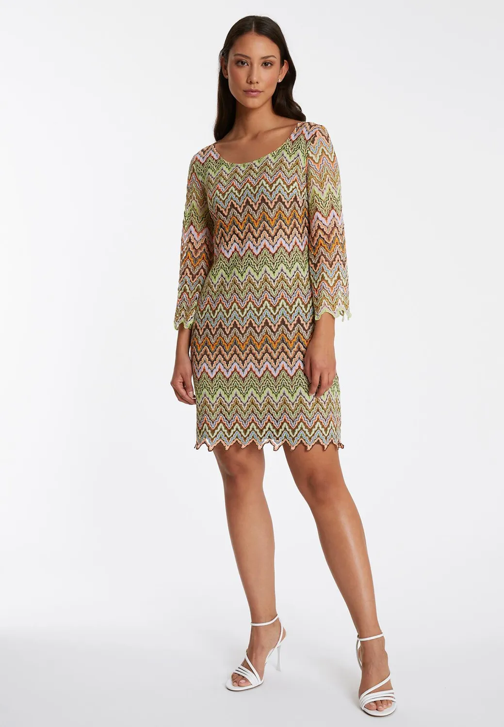 Ana Alcazar Poseta tunica corta maglina zigzag verde