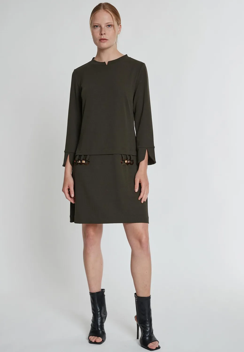 Ana Alcazar Harwis mini abito kaki anni 60