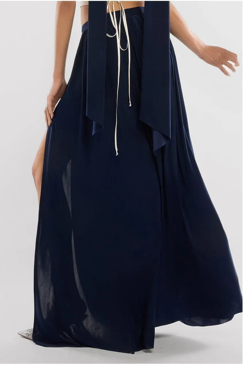 Goddiva Side Split gonna maxi blu avio spacco