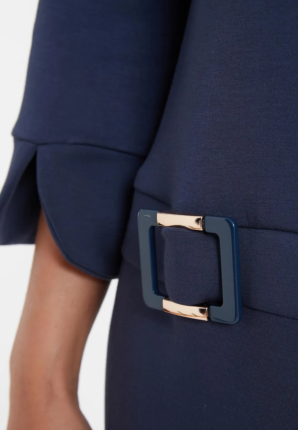 Ana Alcazar Seana abito corto blu svasato jersey