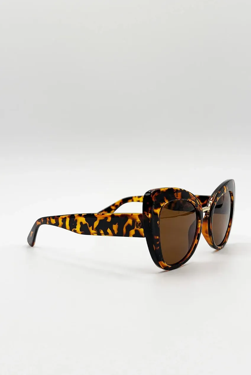 SVNX Oversized Cat-Eye occhiali sole tartarugati UV400