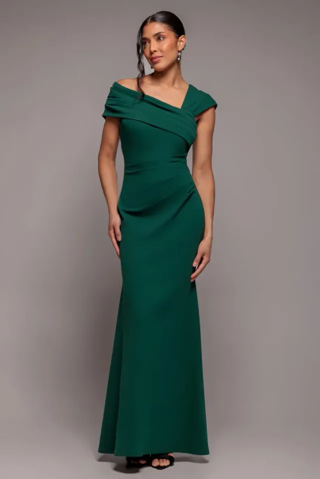 Goddiva DR3231 Abito Maxi Monospalla Verde Smeraldo