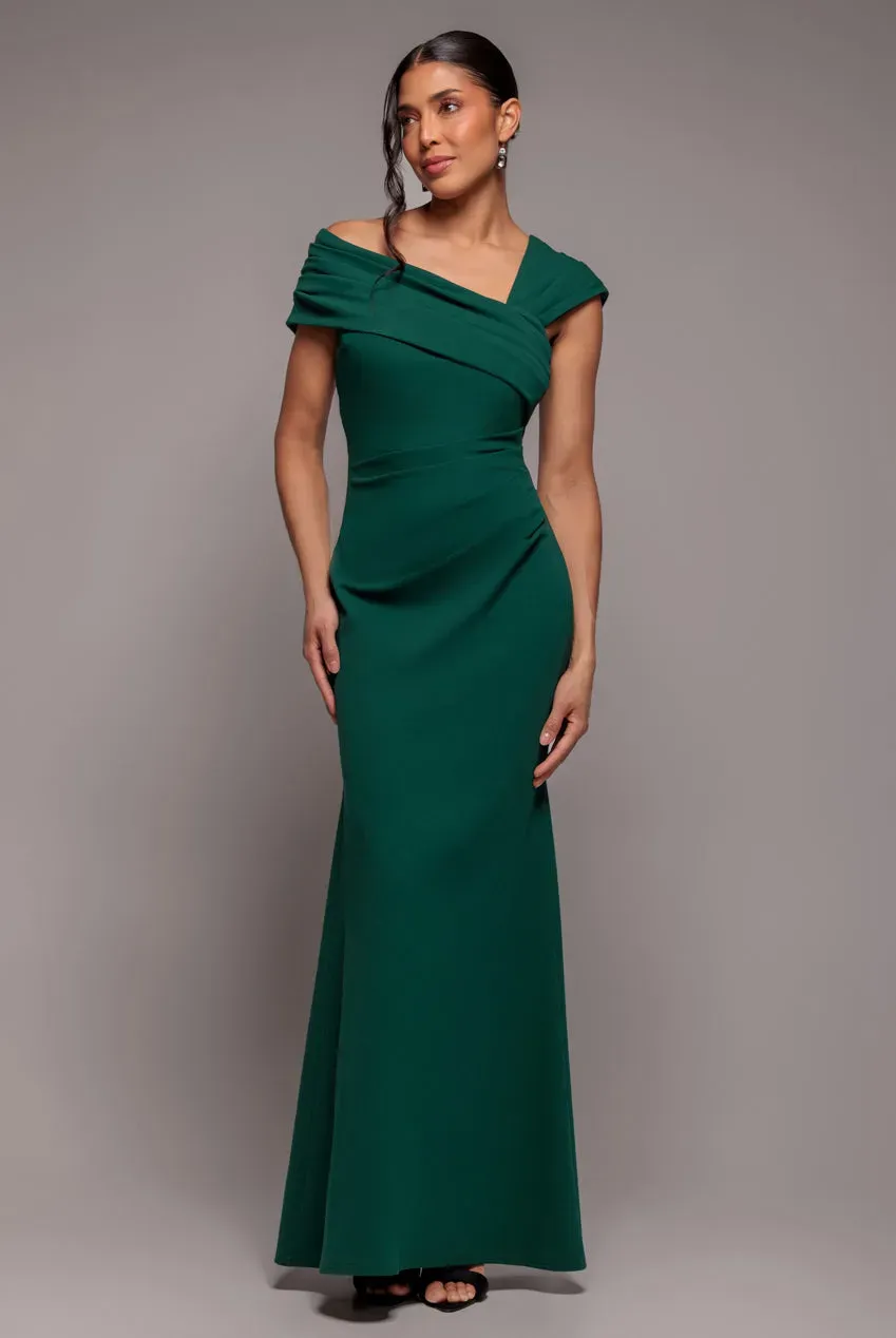 Goddiva DR3231 Abito Maxi Monospalla Verde Smeraldo