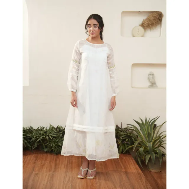 Our Dve Capsule 16 abito midi bianco chanderi