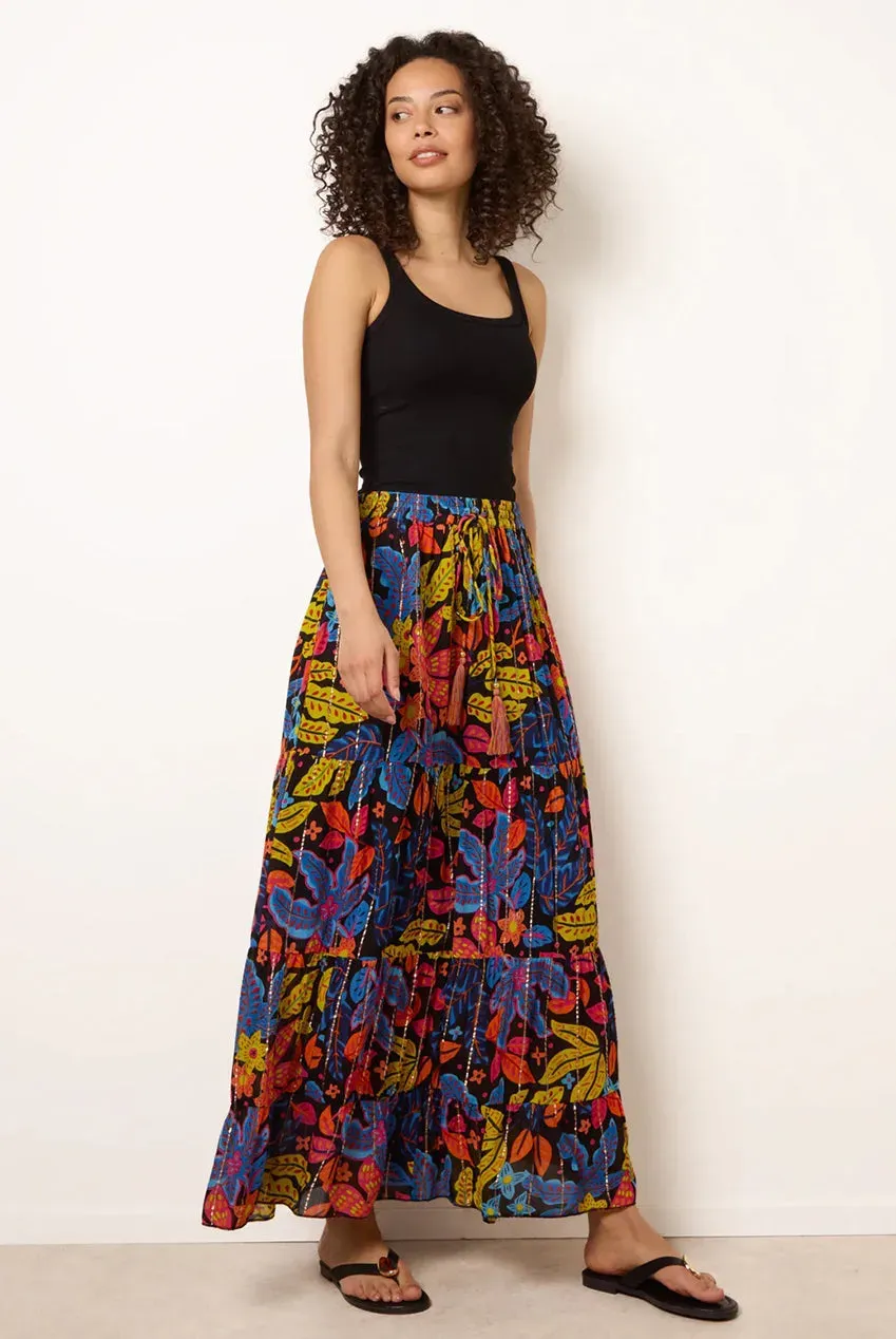 Blue Vanilla Gonna Maxi Nera Viscos con Fodera S/M