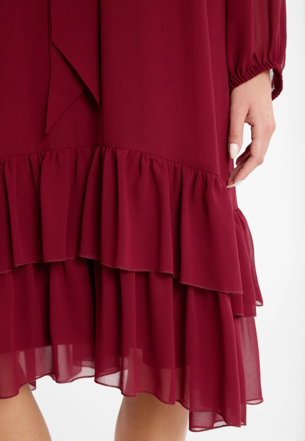 Ana Alcazar Cosea abito midi chiffon bordeaux
