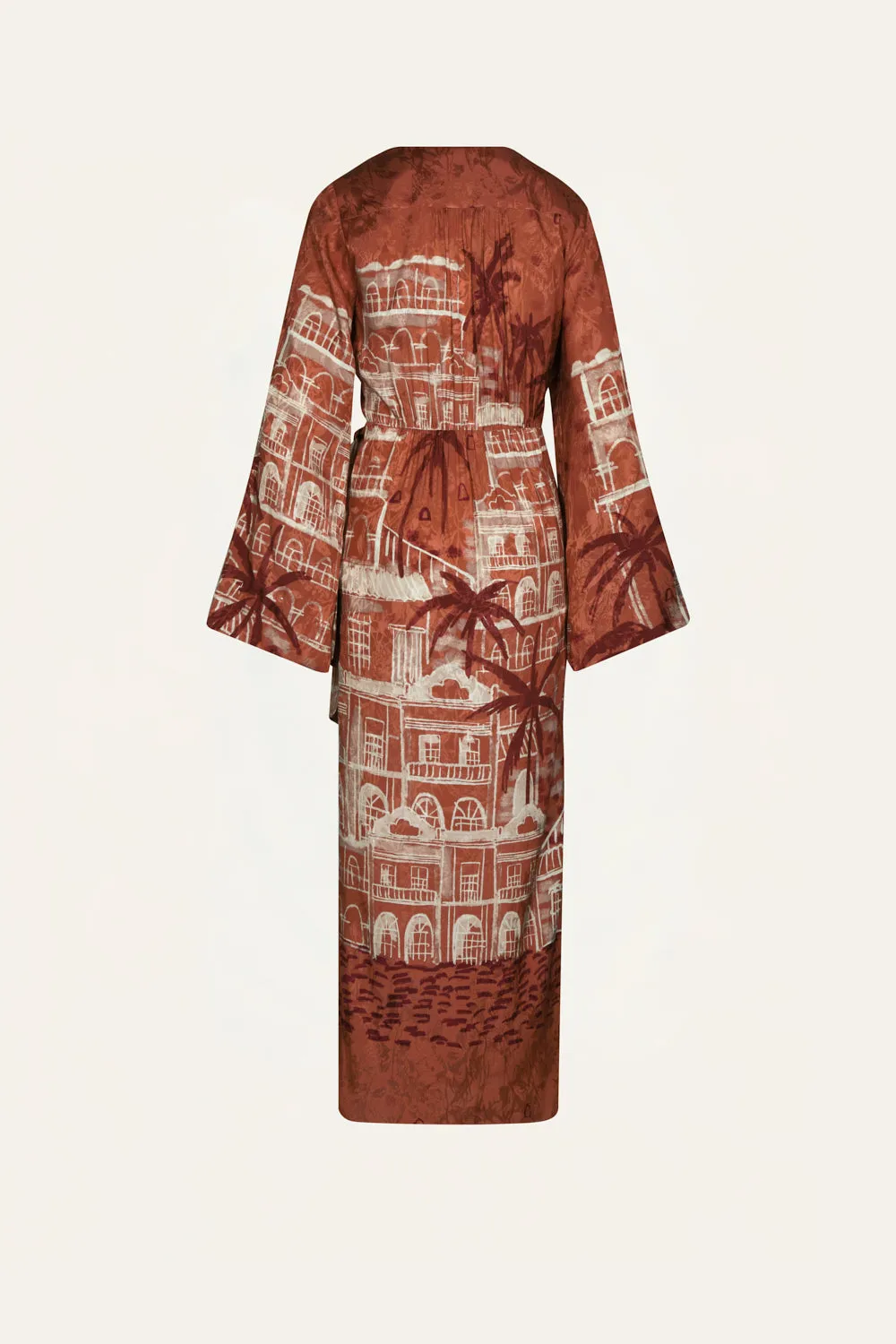 Johanna Ortiz Ollantay abito midi jacquard marsala