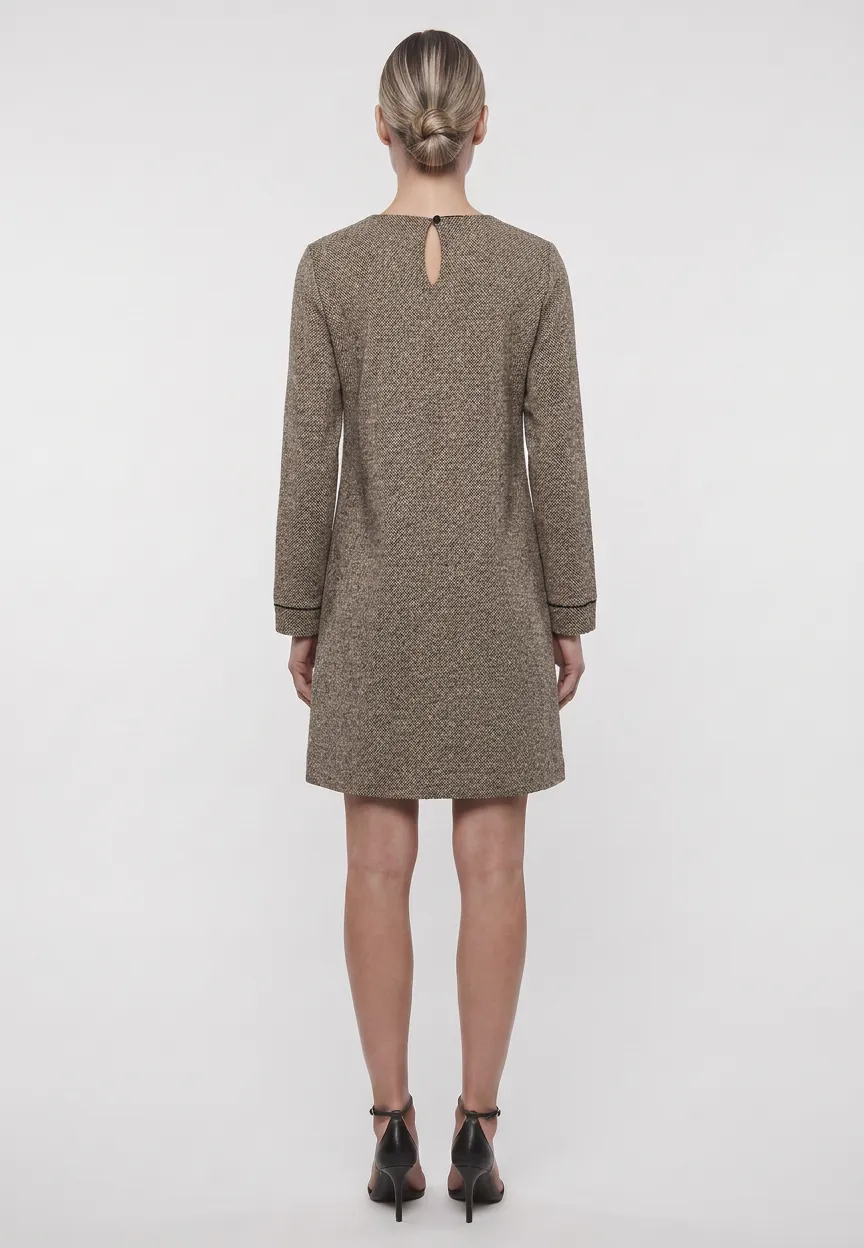 Ana Alcazar Emoranette abito tweed beige linea A