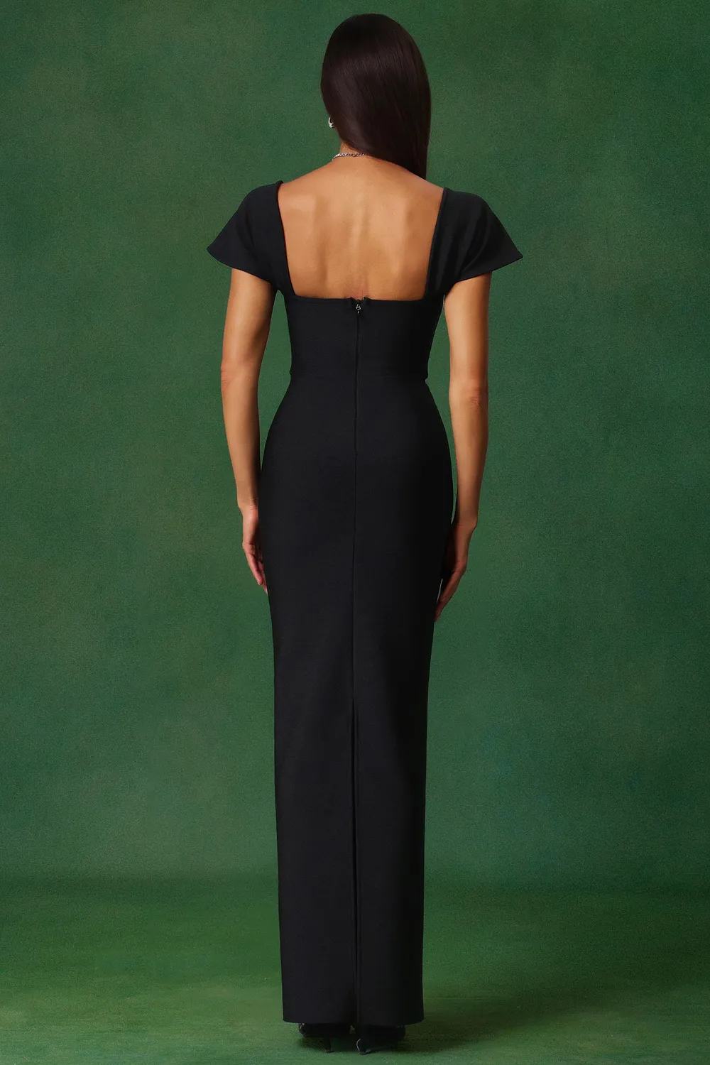Bella Barnett Romelle abito maxi nero bandage strass