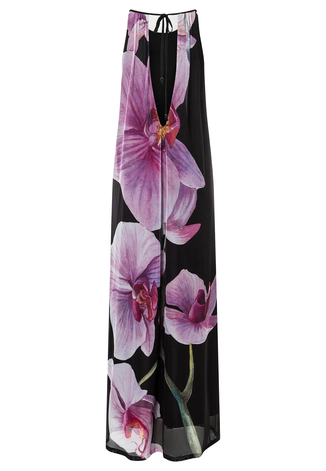 Ana Alcazar Pegala abito lungo orchidee halter
