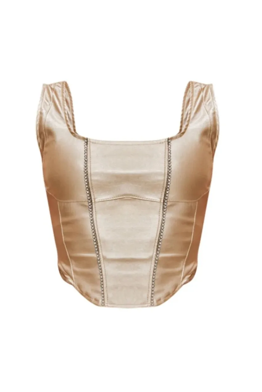 Avinci top corsetto ecopelle oro serata 8
