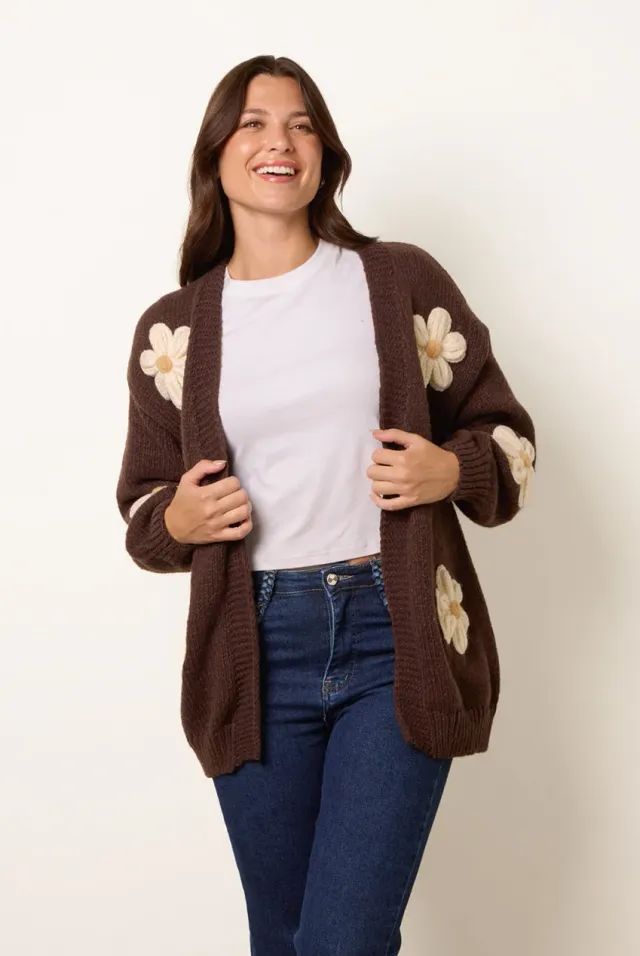 Blue Vanilla Daisy Cardigan Marrone Cioccolato