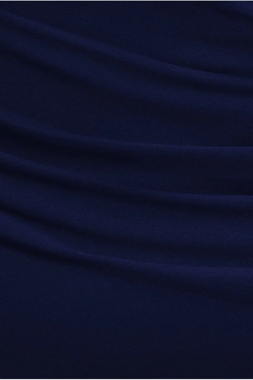 Goddiva Plus Scuba Crepe abito maxi navy spalle scoperte 18-26