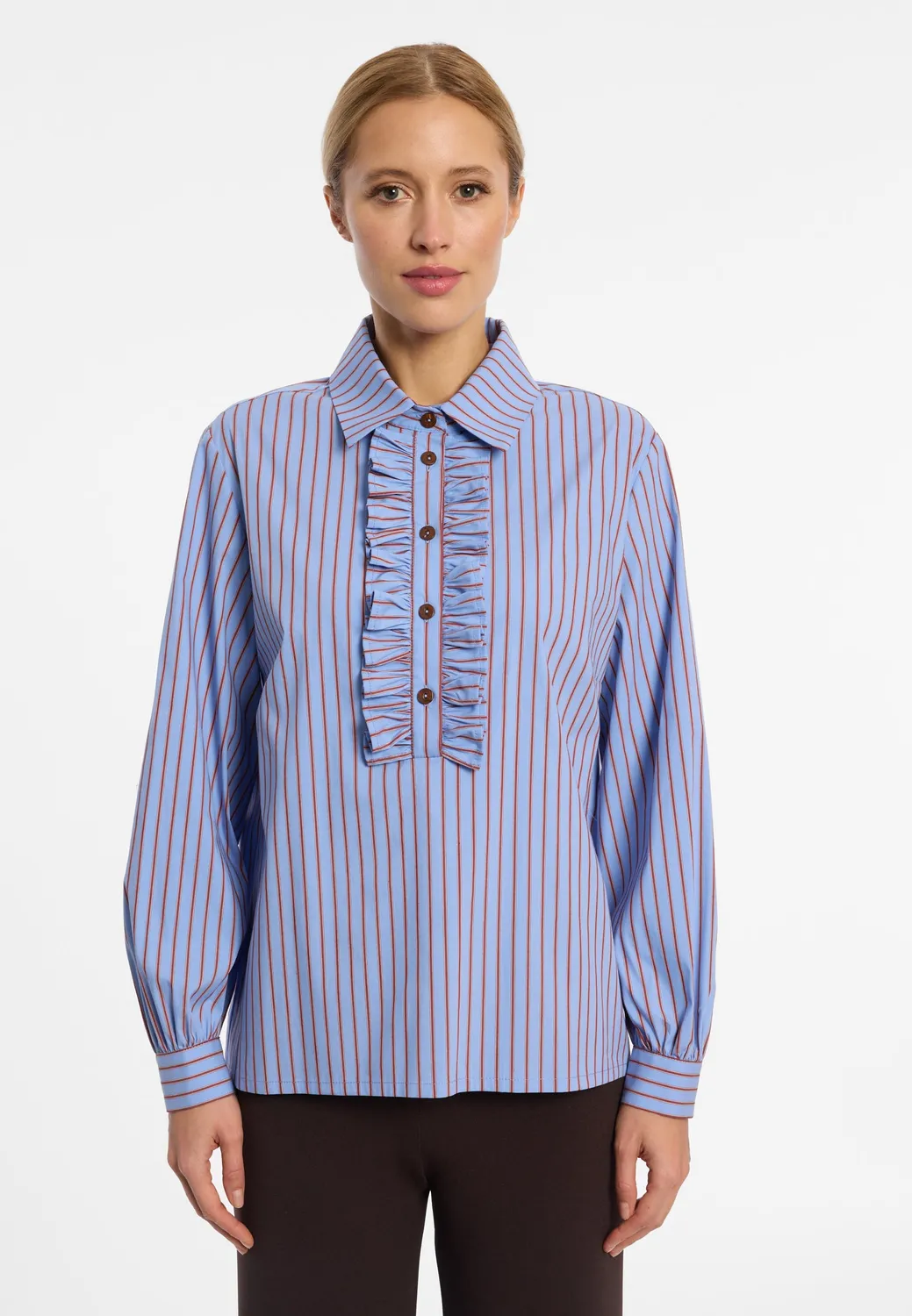 Ana Alcazar Evamoris camicia azzurra cotone a righe