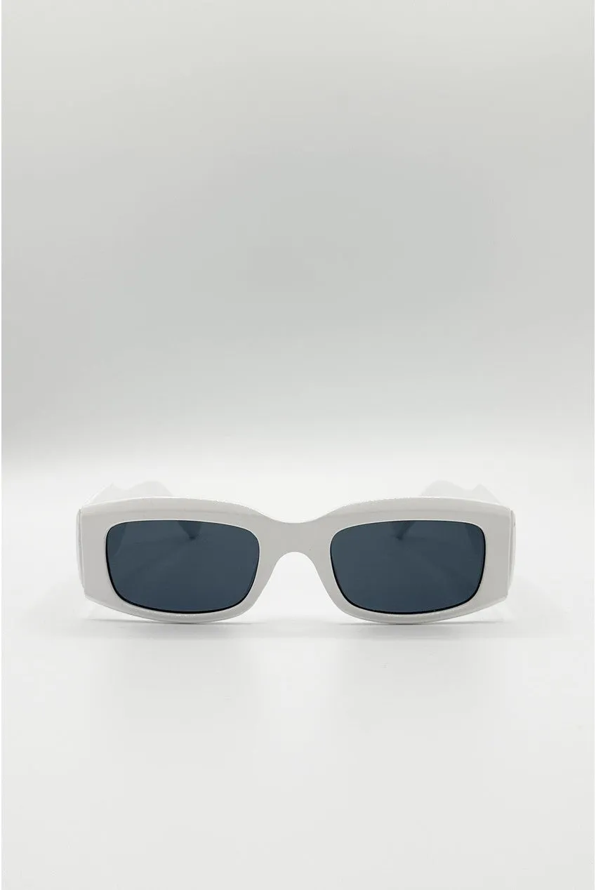 SVNX Chunky Rectangle occhiali bianchi lente nera