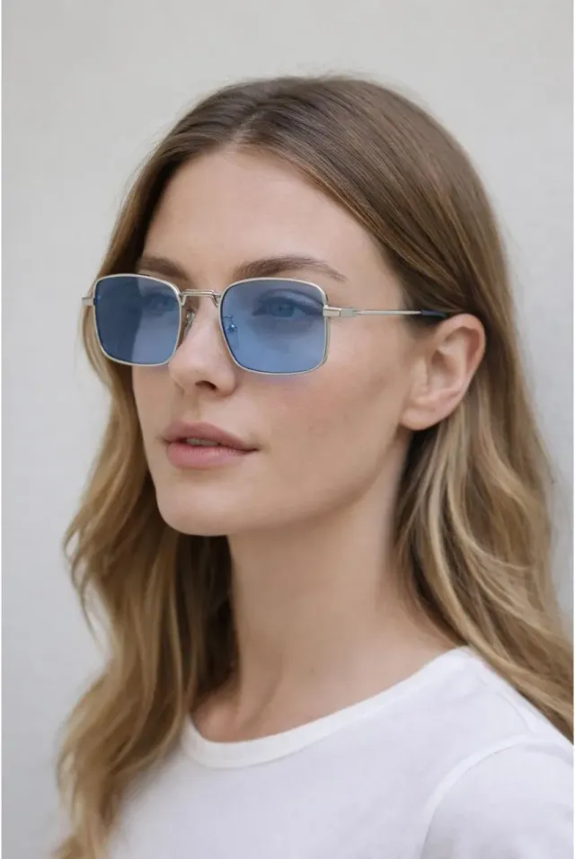 SVNX Vintage Metal Square occhiali sole blu