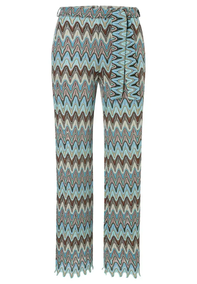 Ana Alcazar Zefoni pantaloni maglia zigzag azzurri