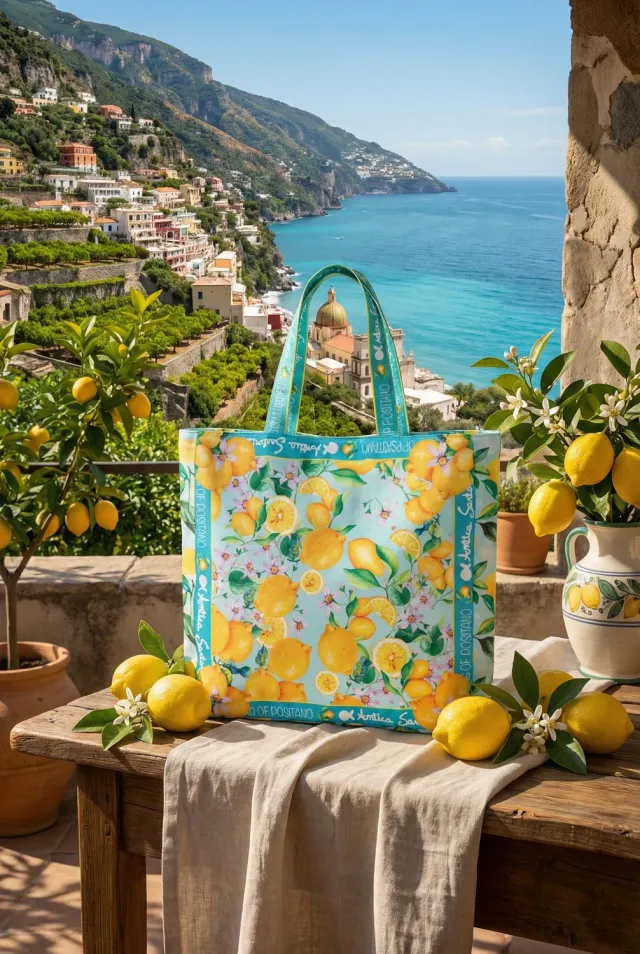 Antica Sartoria FC276 borsa a mano turchese cotone