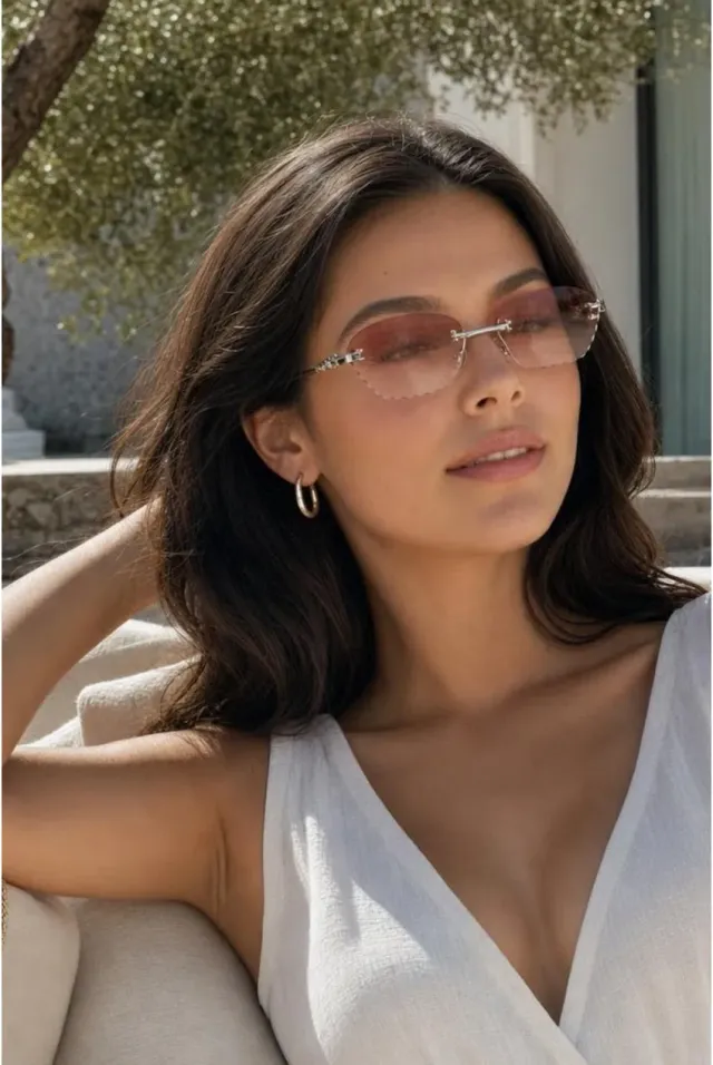 SVNX Cat Eye occhiali da sole arancioni senza montatura