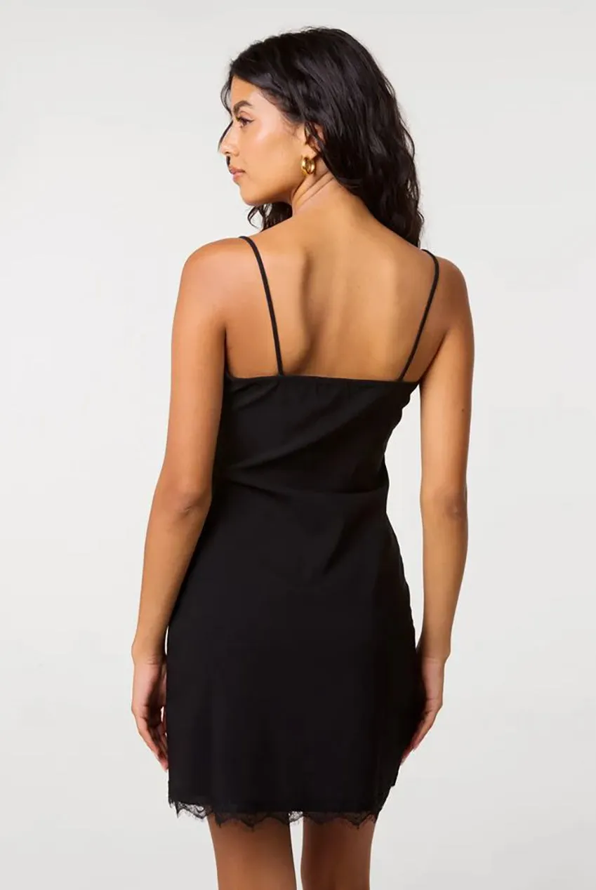 Pink Vanilla Lace Trim abito mini nero pizzo