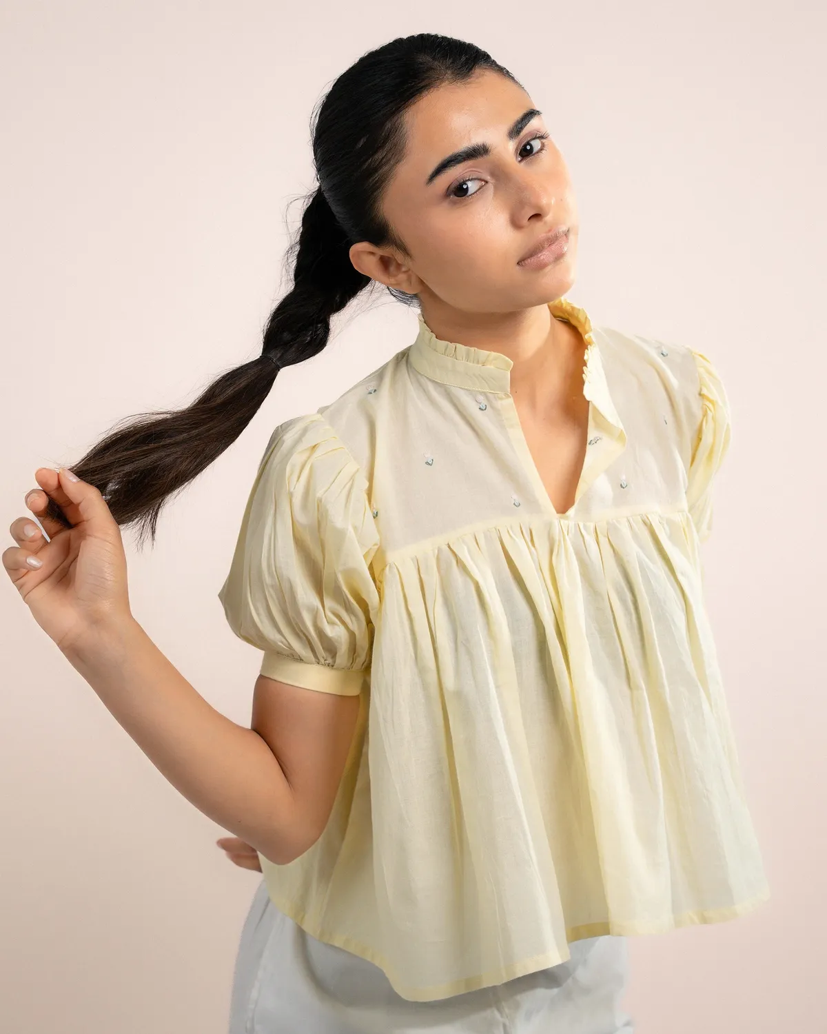 Our Dve Rosy Top top cotone giallo limone