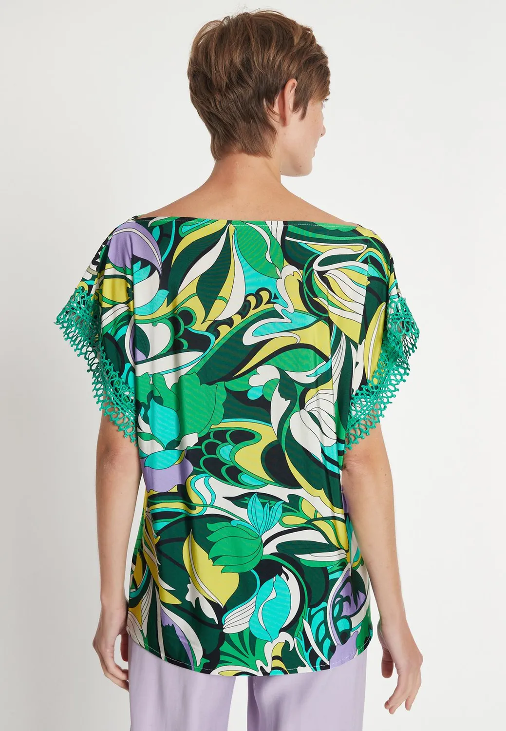 Ana Alcazar Lorisa camicia fantasia maniche pizzo